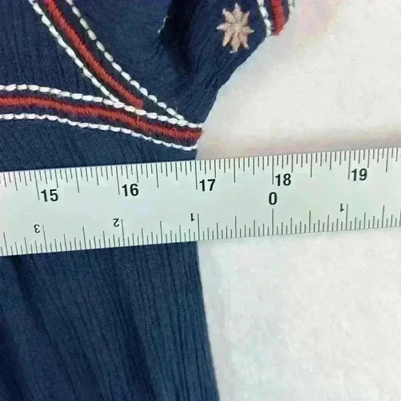 Abercrombie & Fitch Dress Women’s Small Navy Floral Embroidered Gauze Pockets - Picture 7 of 8